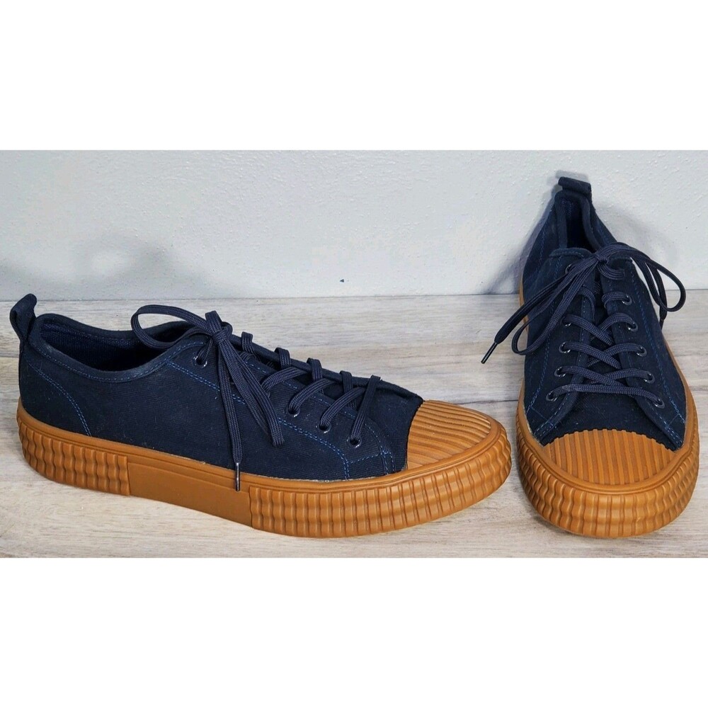 Mutual Weave Comfort Casual Sneakers. Blue And Tan Shoes. Memory Foam Size 10